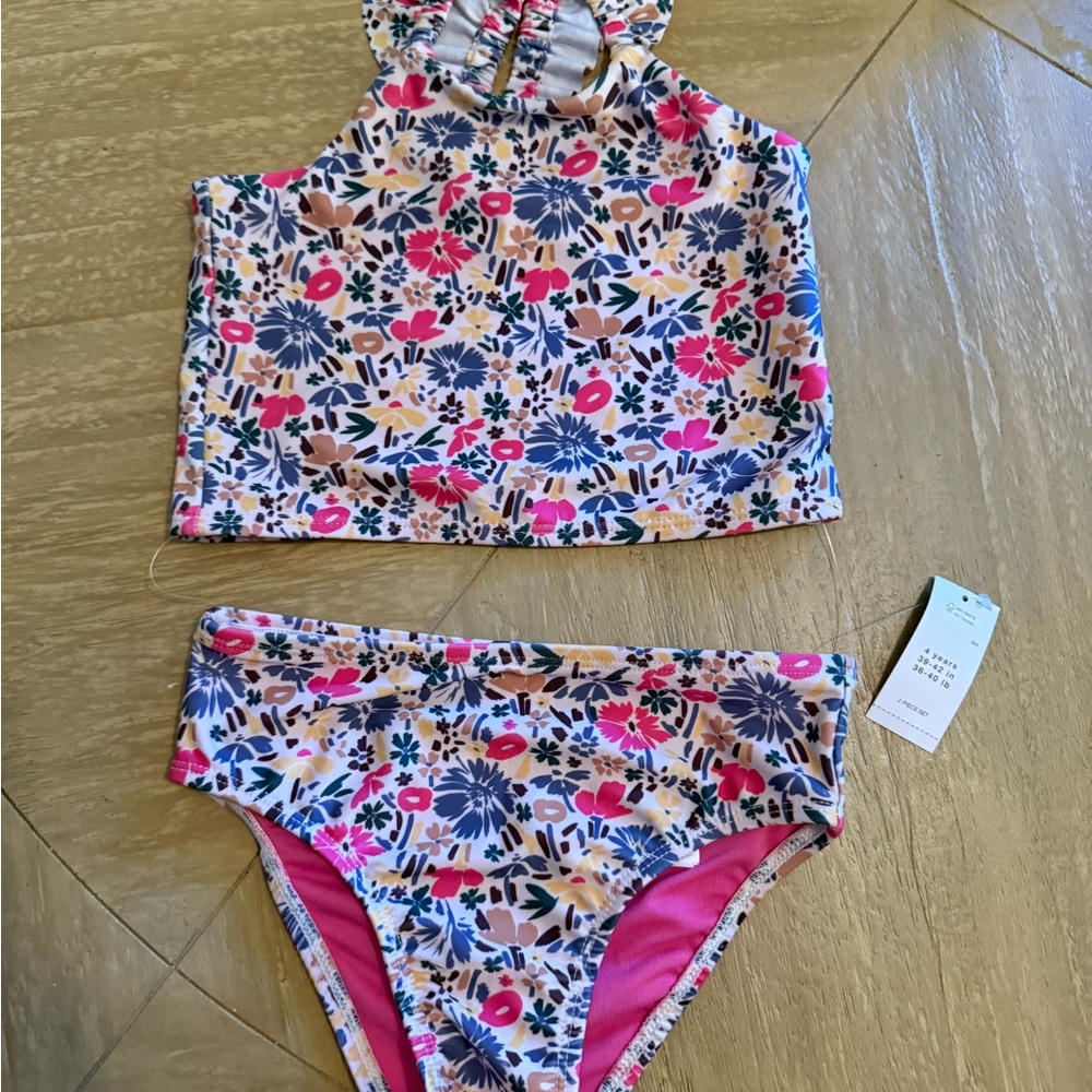 GAP Kids Floral Bikini - Pink and Blue